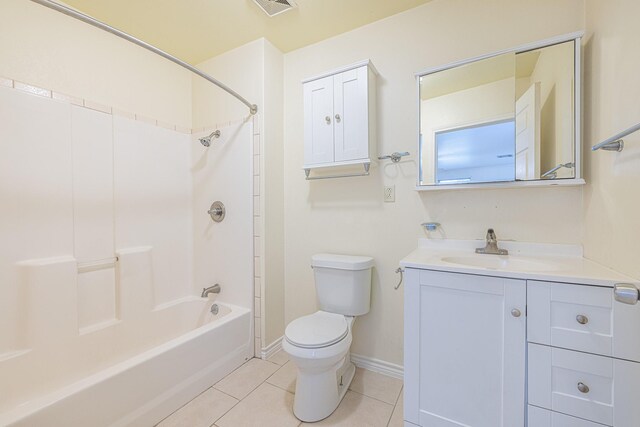 5003 Lord Rd, Crosby, TX 77532 - bathroom with tile patterned flooring, visible vents, toilet, vanity, and shower / bathing tub combination