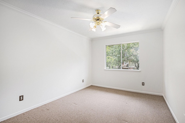 15242 Shapiro Springs Ln, Houston, TX 77095 - empty room featuring carpet floors, ornamental molding, baseboards, and a ceiling fan
