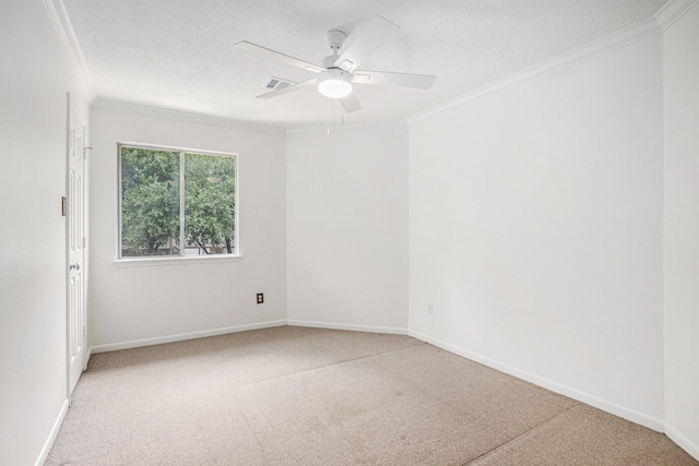 15242 Shapiro Springs Ln, Houston, TX 77095 - unfurnished room featuring crown molding, light colored carpet, a ceiling fan, and baseboards