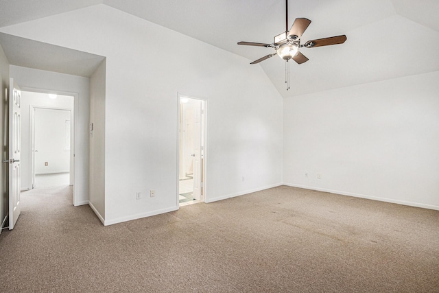 15242 Shapiro Springs Ln, Houston, TX 77095 - carpeted empty room with lofted ceiling, a ceiling fan, and baseboards
