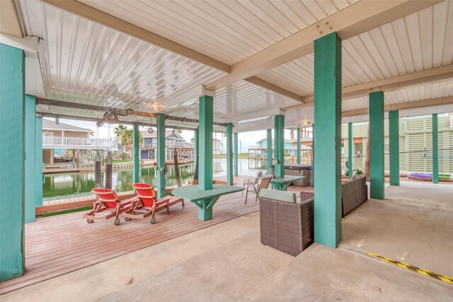 16520 Barbados Way, Jamaica Beach, TX 77554 - view of patio with a water view
