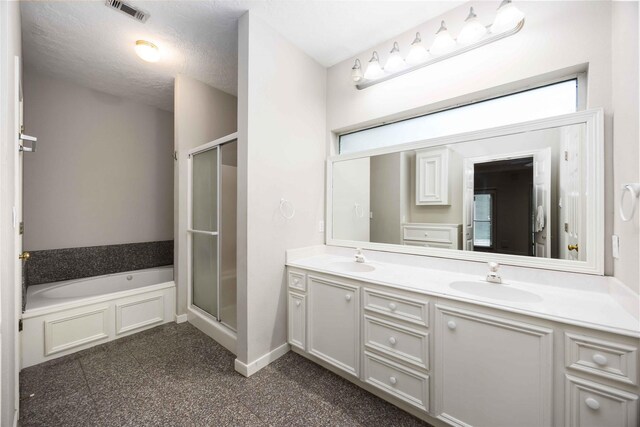 24526 Haigshire Dr, Tomball, TX 77375 - full bath featuring a stall shower, double vanity, a bath, and carpet