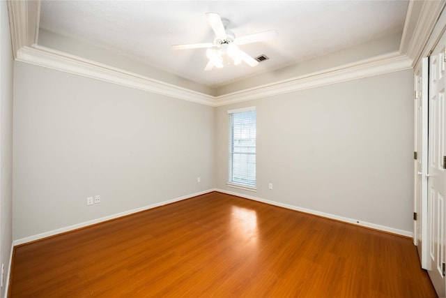 24526 Haigshire Dr, Tomball, TX 77375 - unfurnished room with wood finished floors, a ceiling fan, and ornamental molding