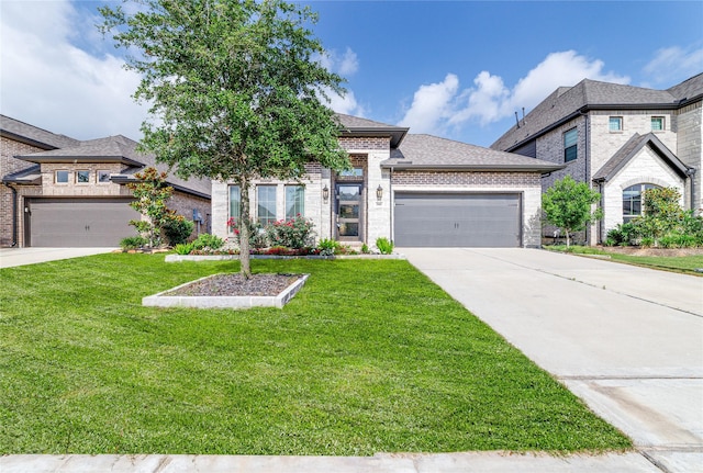 10419 Rigel Ridge Way, Richmond, TX 77406 - view of front of property featuring concrete driveway, a garage, a front lawn, brick siding, and roof with shingles