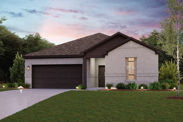 107 Water Grass Trl, Clute, TX 77531 - ranch-style house with brick siding, a yard, and concrete driveway