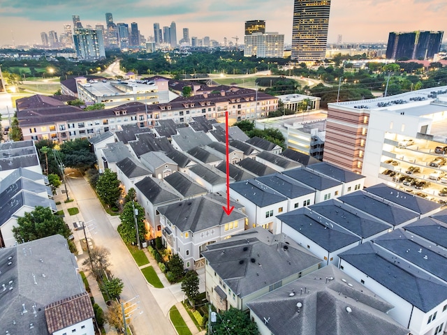 4205 Dickson St, Houston, TX 77007 - aerial view at dusk with a view of city