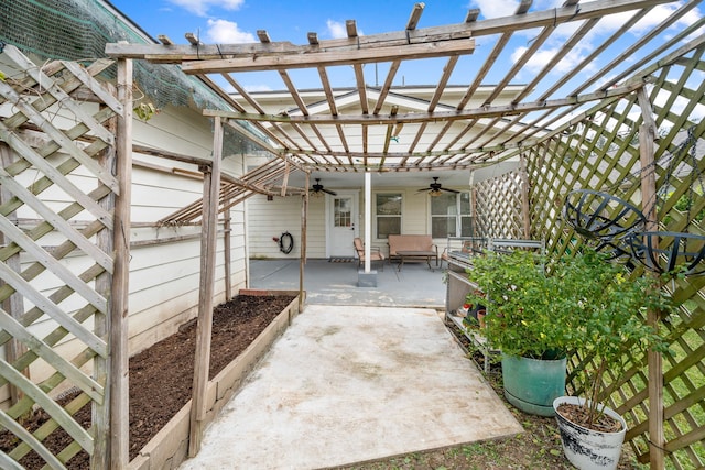 10830 Cane Grove Ln, Houston, TX 77075 - view of patio / terrace with a pergola and ceiling fan