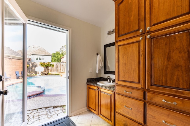 bathroom featuring vanity and tile patterned floors