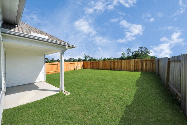 view of yard with a patio and a fenced backyard