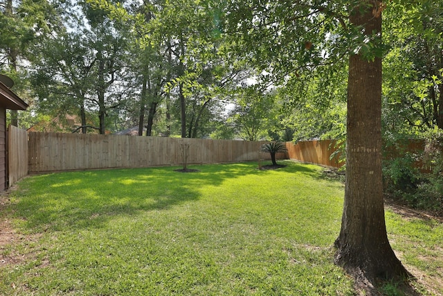 view of yard featuring a fenced backyard