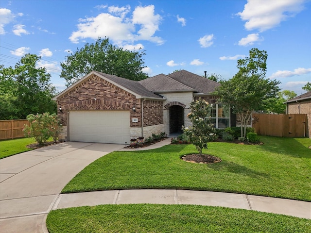 651 Tenuta Ln, League City, TX 77573 - view of front of property featuring driveway, fence, brick siding, and a garage
