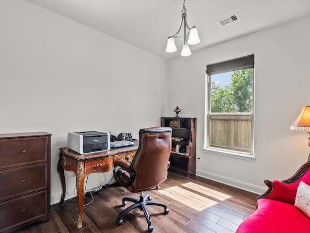 651 Tenuta Ln, League City, TX 77573 - office featuring baseboards, visible vents, and wood finished floors