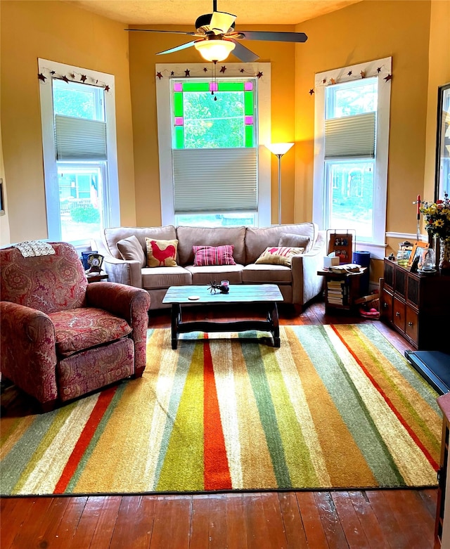 504 Gay Hill St, Brenham, TX 77833 - living room with a ceiling fan and wood-type flooring