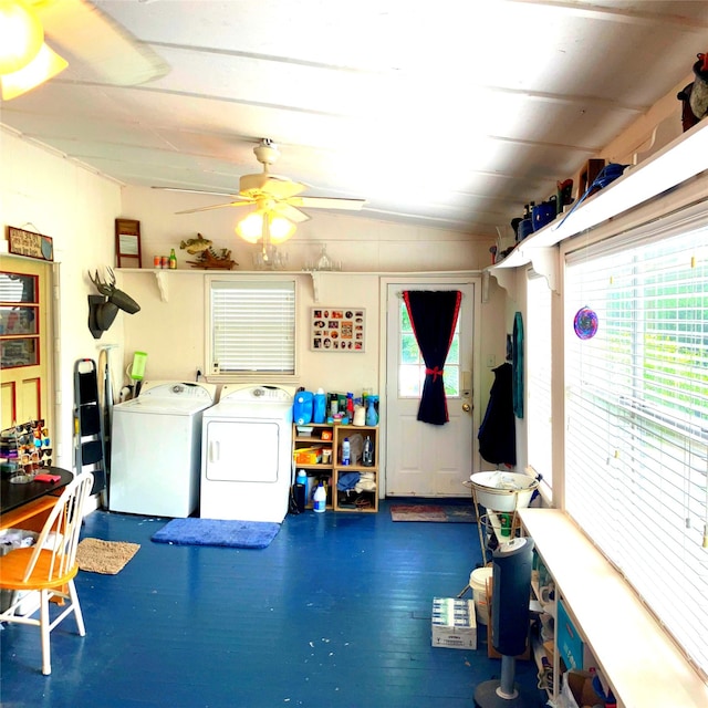504 Gay Hill St, Brenham, TX 77833 - washroom featuring independent washer and dryer, a ceiling fan, and laundry area