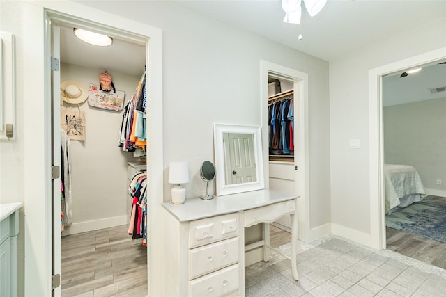 29 Clara Barton Ln, Galveston, TX 77551 - interior space with visible vents, a ceiling fan, and light wood finished floors