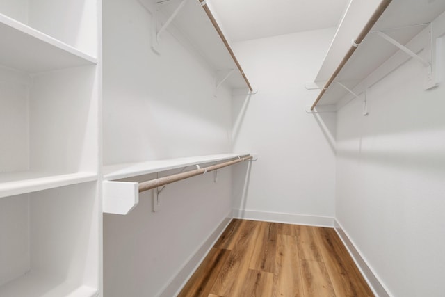 walk in closet featuring light wood-style flooring