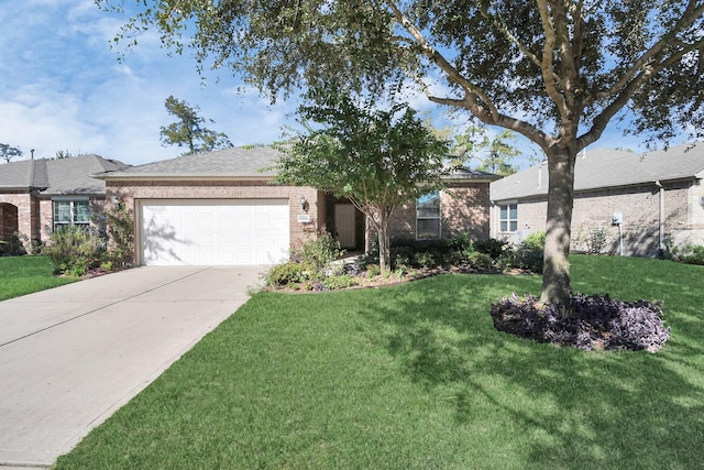 3250 Persimmon Grv, Richmond, TX 77469 - ranch-style house featuring brick siding, driveway, a front lawn, and a garage