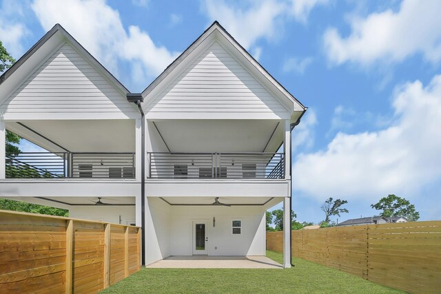 6726 Dumble St, Houston, TX 77021 - rear view of house featuring a balcony, ceiling fan, and a patio area