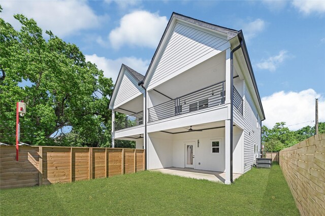 6726 Dumble St, Houston, TX 77021 - rear view of house with a balcony, a patio, and ceiling fan
