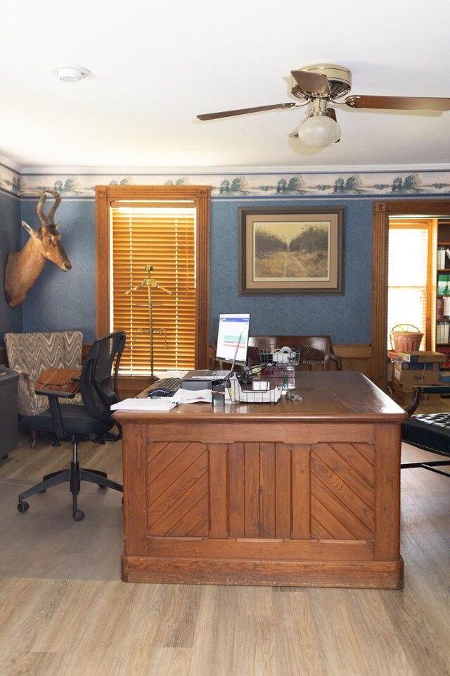 office space featuring wood finished floors