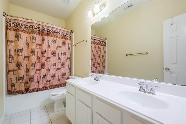 full bath featuring tile patterned floors, a sink, and visible vents