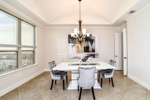 13819 Laurel Colony Trl, Houston, TX 77059 - dining room featuring visible vents, baseboards, a notable chandelier, and light tile patterned floors