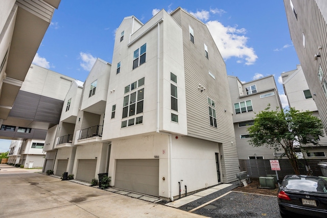 view of building exterior featuring a garage