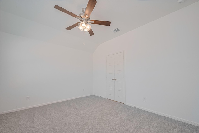 17722 Pamukkale Pl, Tomball, TX 77377 - carpeted spare room featuring a ceiling fan, vaulted ceiling, and baseboards