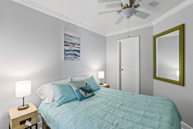 6300 Seawall Blvd Unit 3225, Galveston, TX 77551 - bedroom featuring ceiling fan and crown molding
