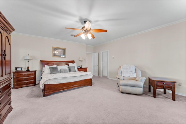 466 Buffalo Ct, Livingston, TX 77351 - bedroom with light colored carpet, baseboards, and crown molding