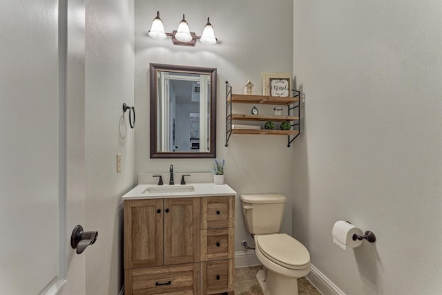 21603 Fairhaven Creek Dr, Cypress, TX 77433 - bathroom featuring toilet, vanity, baseboards, and tile patterned flooring