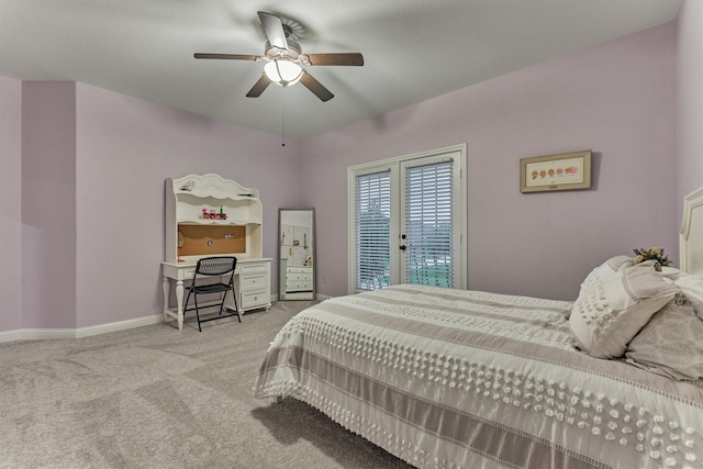 21603 Fairhaven Creek Dr, Cypress, TX 77433 - carpeted bedroom with access to outside, baseboards, ceiling fan, and french doors