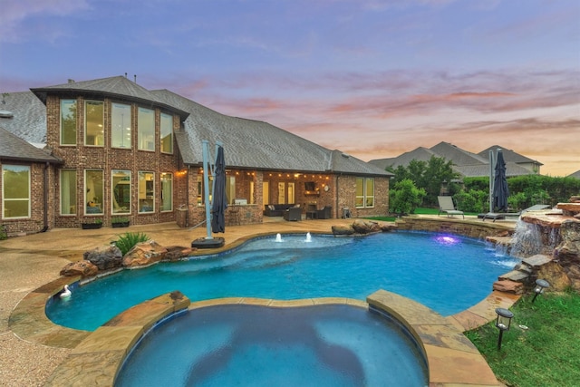 21603 Fairhaven Creek Dr, Cypress, TX 77433 - view of pool featuring a pool with connected hot tub, a patio area, and an outdoor hangout area