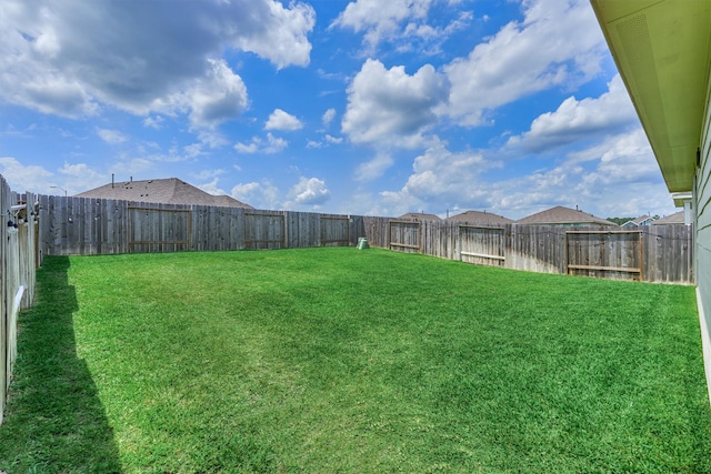 view of yard with a fenced backyard