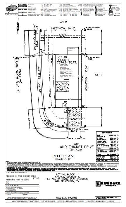 401 Wild Thicket Dr, Katy, TX 77493 - survey map / technical document