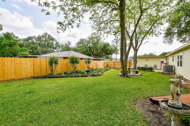 3339 Terry St, Needville, TX 77461 - view of yard with a fenced backyard and central AC