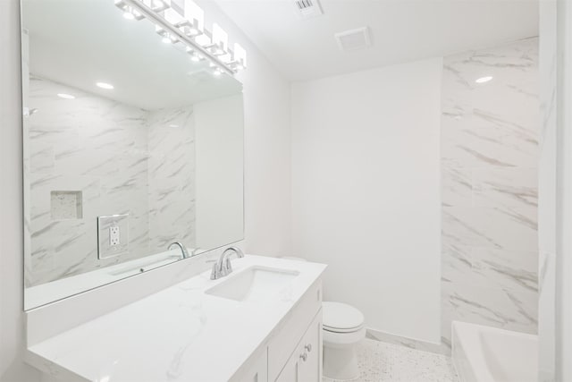 3515 Norris Dr, Houston, TX 77025 - bathroom with visible vents, toilet, and vanity