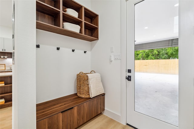 mudroom with light wood-type flooring