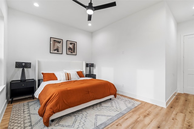 6412 Foster St, Houston, TX 77021 - bedroom featuring recessed lighting, light wood finished floors, baseboards, and a ceiling fan