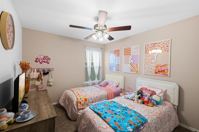 125 Dove Landing Ct, Navasota, TX 77868 - bedroom featuring baseboards, carpet flooring, and ceiling fan