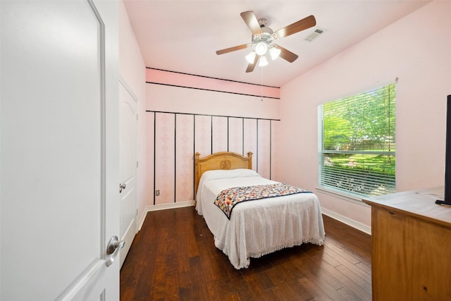 236 Camden Hills Dr, Montgomery, TX 77356 - bedroom with dark wood-style flooring and ceiling fan