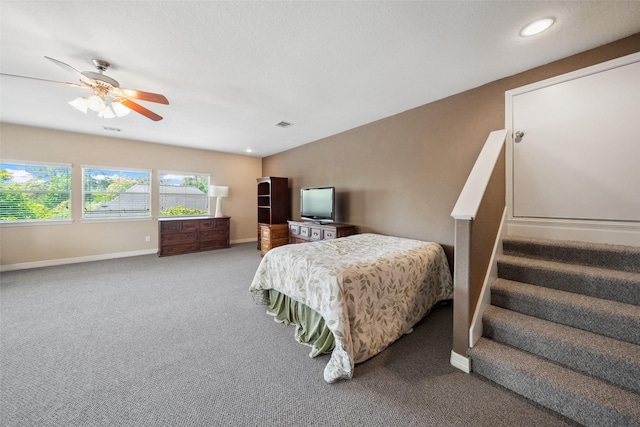236 Camden Hills Dr, Montgomery, TX 77356 - bedroom with carpet flooring, a ceiling fan, and recessed lighting