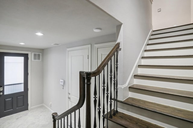 1129 W 21st St, Houston, TX 77008 - foyer entrance featuring baseboards, stairs, recessed lighting, and visible vents