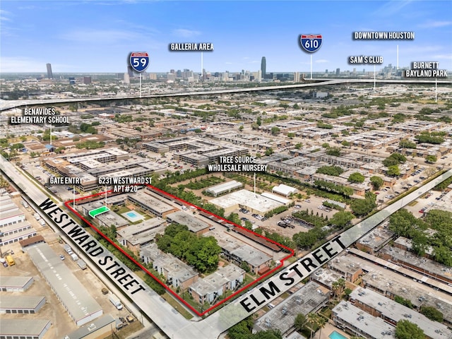 6231 Westward St Unit 20, Houston, TX 77081 - drone / aerial view featuring a view of city