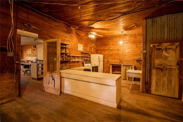 interior space featuring ceiling fan