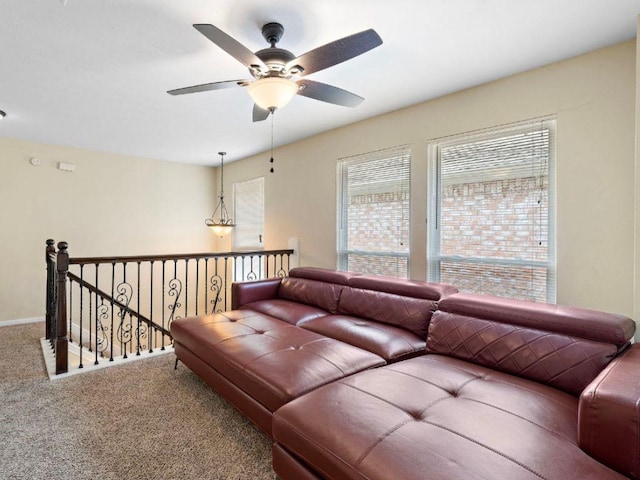 6729 Tournament Dr, Houston, TX 77069 - living area with carpet and ceiling fan