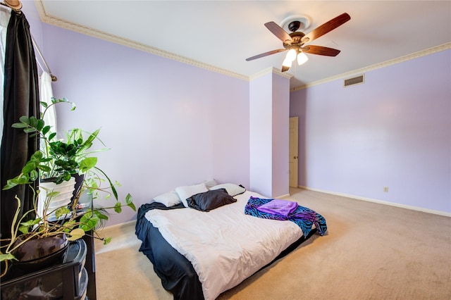 7530 Del Monte Dr, Houston, TX 77063 - bedroom with visible vents, ornamental molding, baseboards, and carpet floors