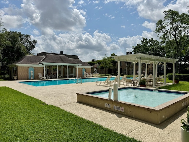 7530 Del Monte Dr, Houston, TX 77063 - pool featuring a yard, a pergola, and a patio