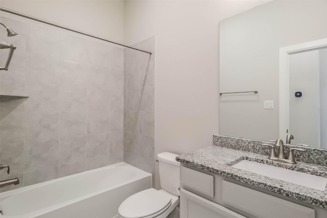 19622 Upper Canyon Ct, Cypress, TX 77433 - full bathroom with vanity, toilet, and bathtub / shower combination