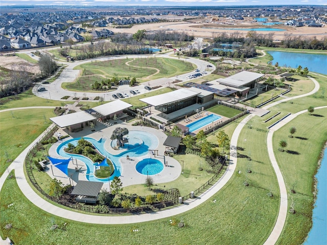 18402 Mesquite Flats Trl, Cypress, TX 77433 - drone / aerial view of a large body of water and a pool area